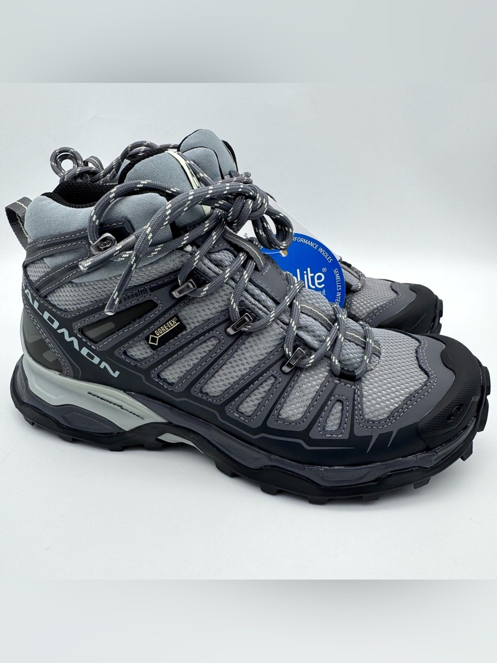 Salomon X Ultra Mid GTX Women Size 6 Pearl Grey Green Tea Hiking Boots NWOB
